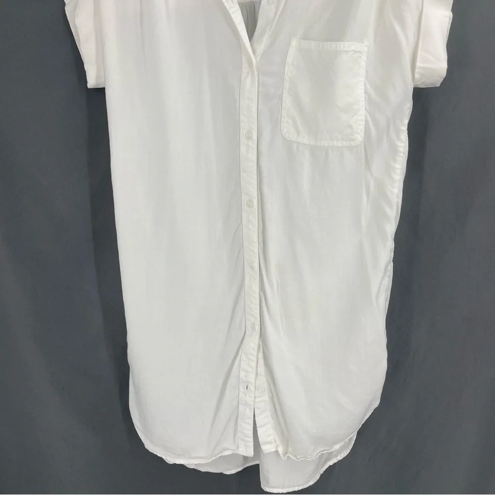 Anthropologie Cloth & Stone Short Sleeve White Button Down Pocket Shirt Dress